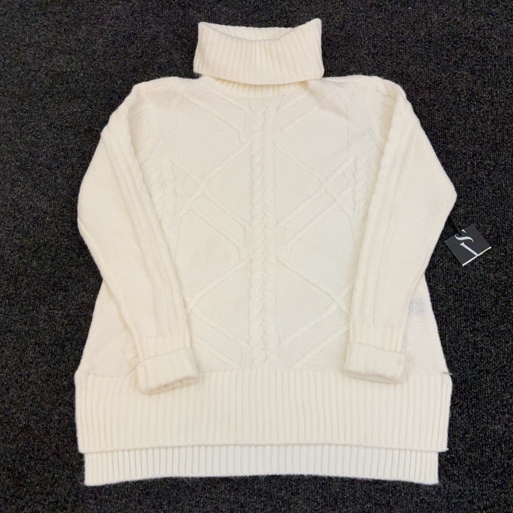 Simply Vera Vera Wang Sweater Womens XS White Turtleneck Long Sleeve Knit Tunic